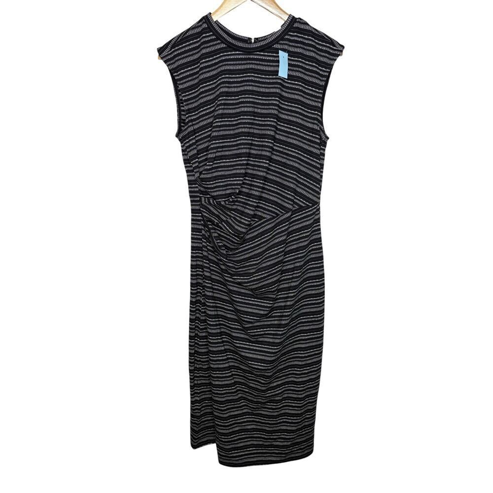 NWT LOFT Black Knee length Shirred Dress Size 12 Petite
